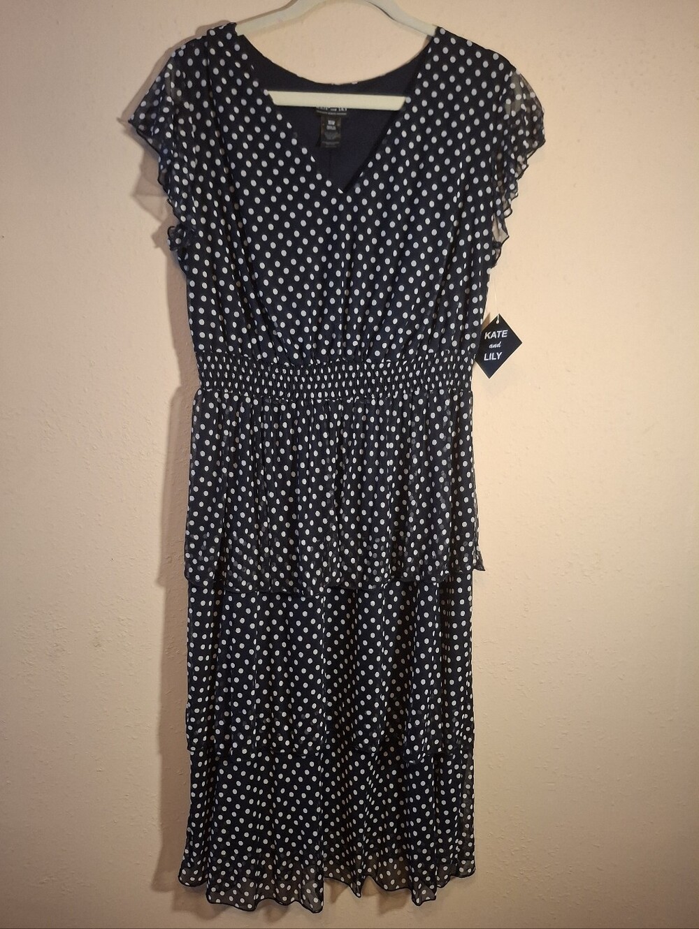 Kate And Lily Navy Polka Dot Tiered Dress